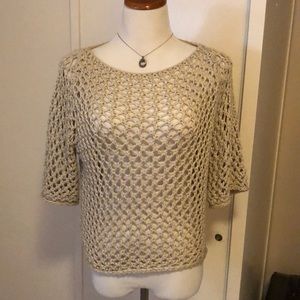 Crochet Cream Top with 3/4 sleeves.